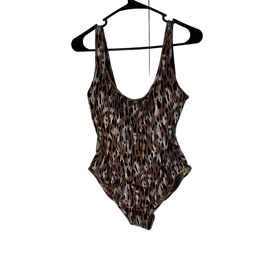 Vince Camuto Reversible One-Piece Swimsuit Leopard & Palm Print Size 14 Women's - Picture 3 of 9